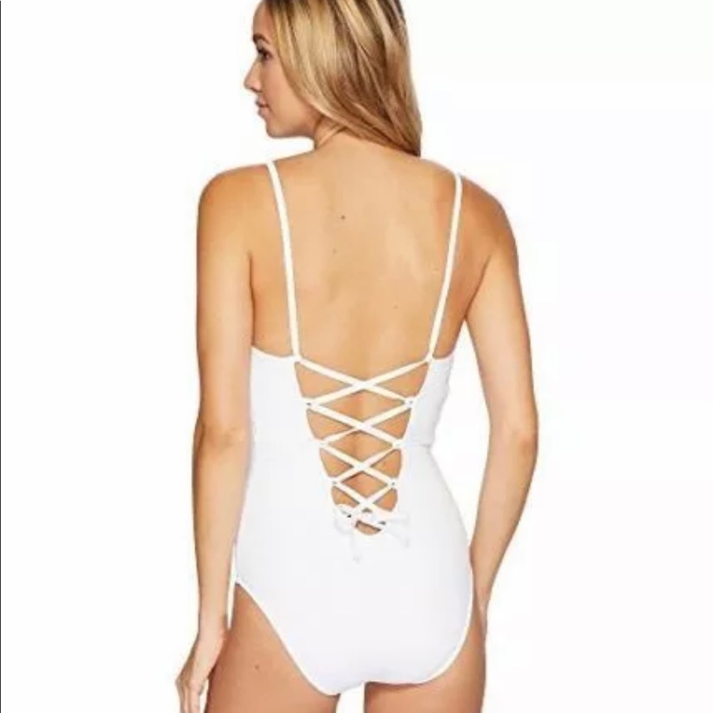 NWT Athena White Lace-Up Front/Back 1-Piece